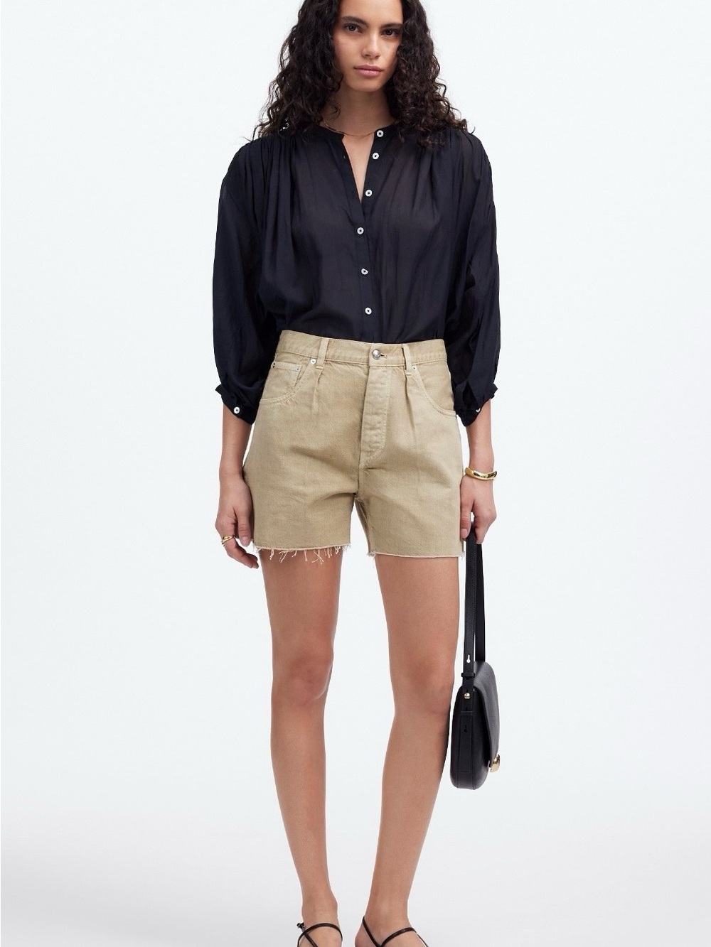 Madewell Pleated Low Slung Shorts - Airy Denim Edition